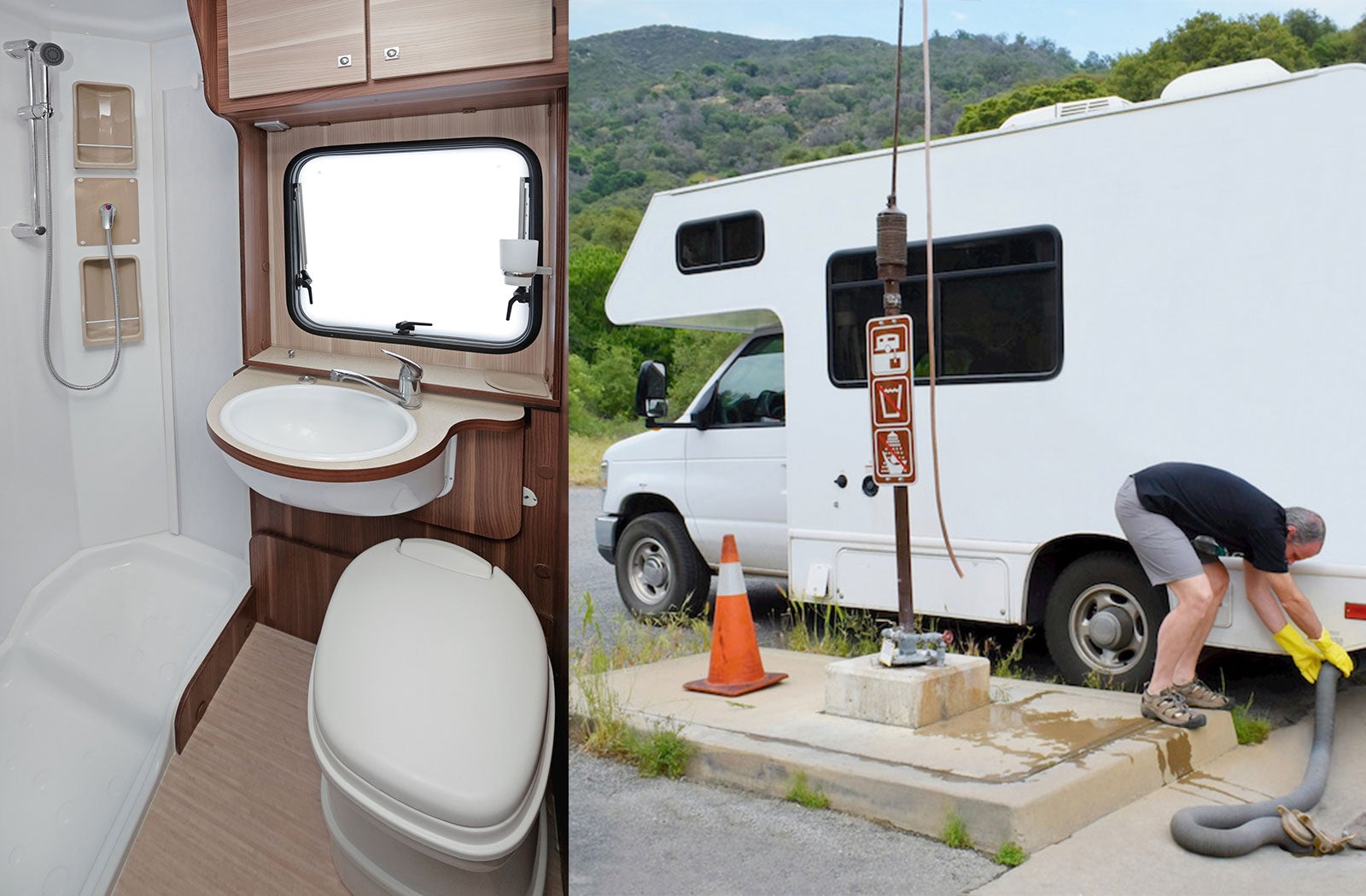 Portable RV/camper toilet and holding tank setup in Laconia, New Hampshire