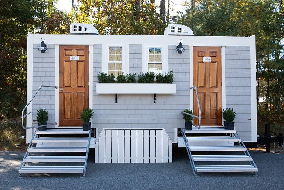 Wedding restroom units discretely staged at a venue in Laconia, New Hampshire